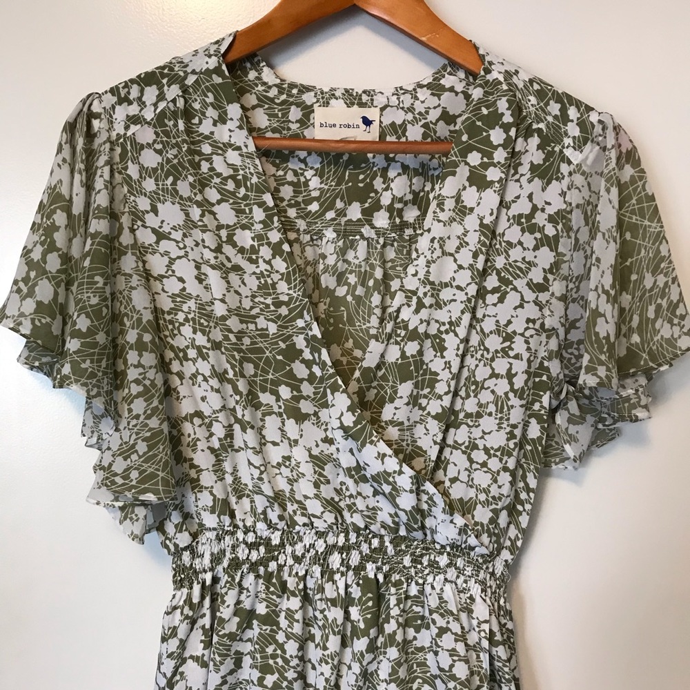 Anthropologie Blue Robin Dress